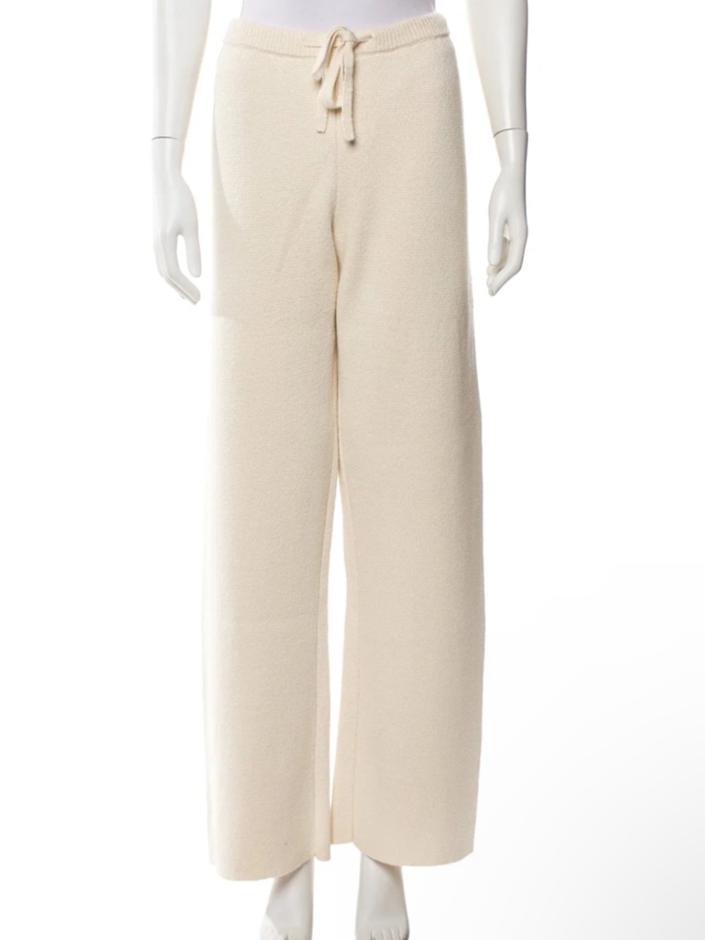 Elder Statesman Cozy Cream Wide-Leg Knit Pants